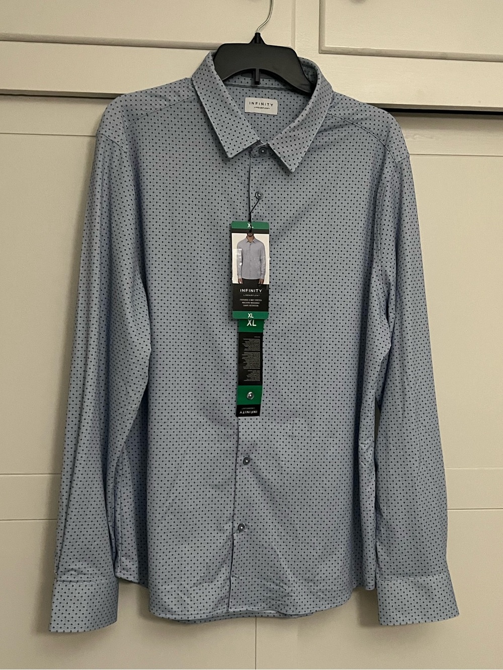 Infinity Men's Textured Button-Up Shirt White Blue Size XL NWT